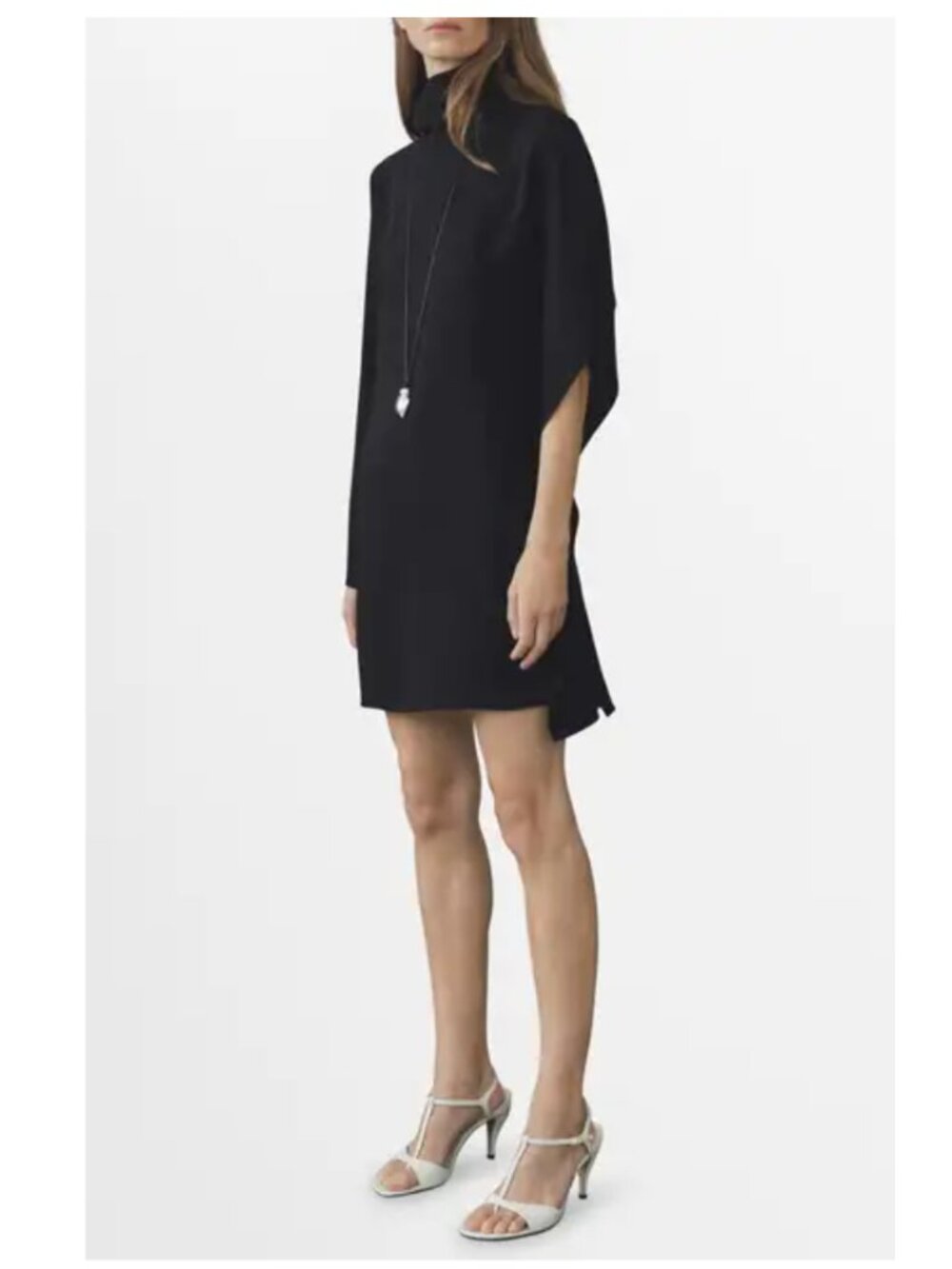 NWT Mango Black Turtleneck dress with asymmetrical sleeves Size USA 8